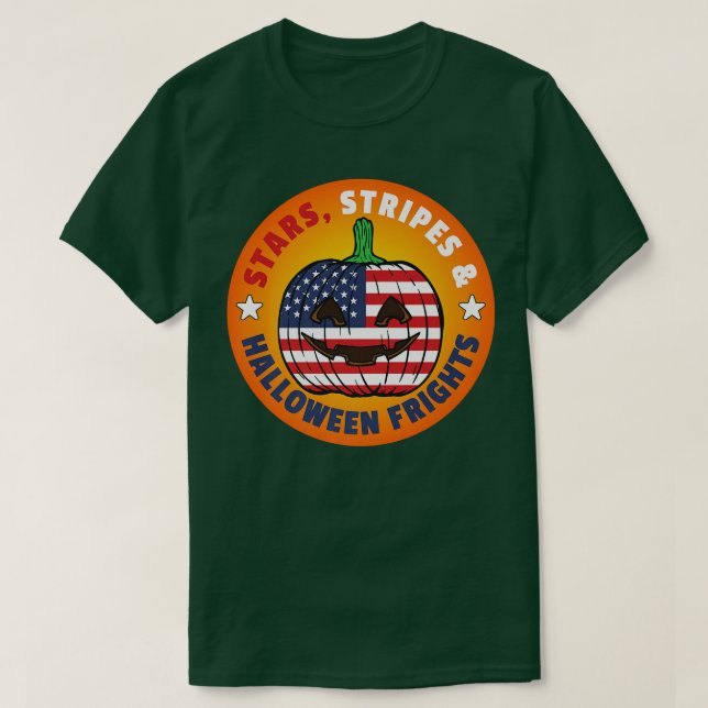 Patriotic Halloween American Flagga Jack o lantern T Shirt (Design framsida)