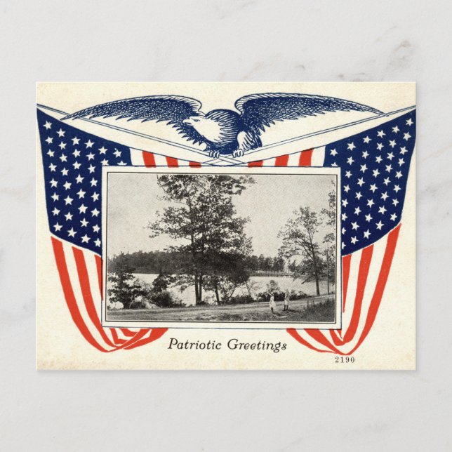 Patriotic Hälsning American Flagga 1914 Vintage Vykort (Framsida)