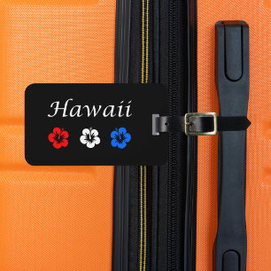 Patriotic Hawaii Aloha Rött vitt blått Flowers Bagagebricka