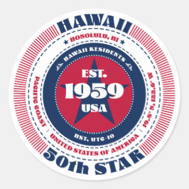 Patriotic Hawaii Circle Design Sticker Runt Klistermärke