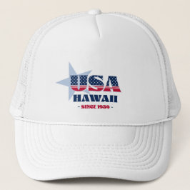 Patriotic Hawaii Typography Truckerkeps