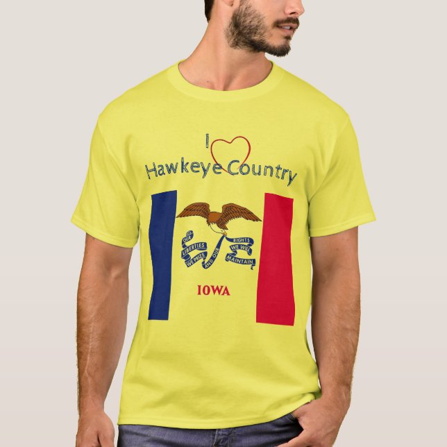 Patriotic Hawkeyes Iowa Flagga T Shirt (Framsida)