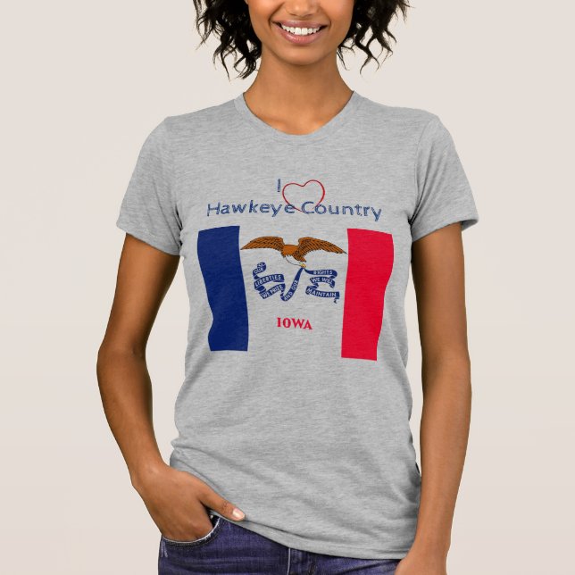 Patriotic Hawkeyes Iowa Flagga T-Shirt (Framsida)