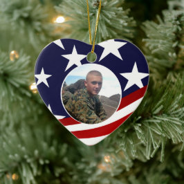 Patriotic Heart alltid i mitt hjärtliga militära f Julgransprydnad Keramik