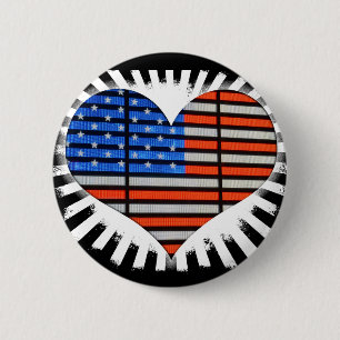 Patriotic Heart American Flagga Knapp
