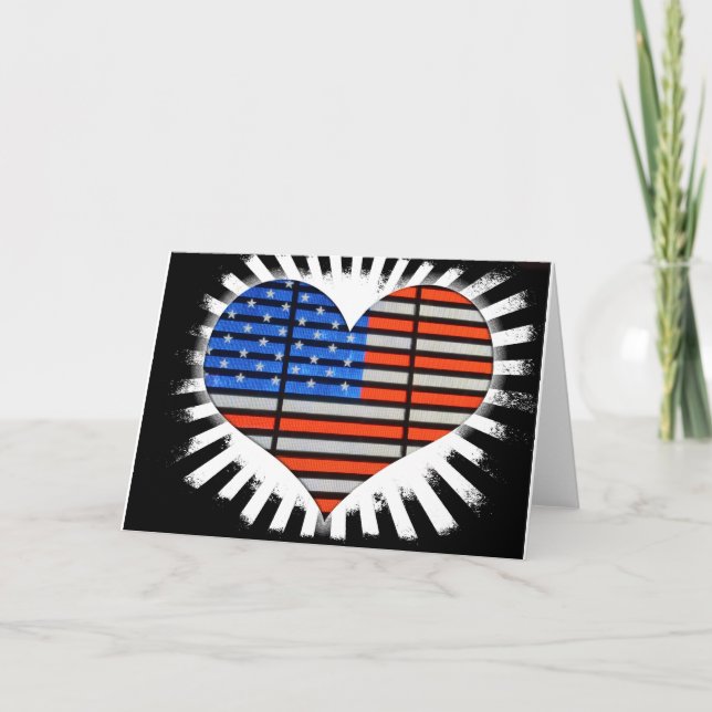 Patriotic Heart American Flagga Kort (Framsida)