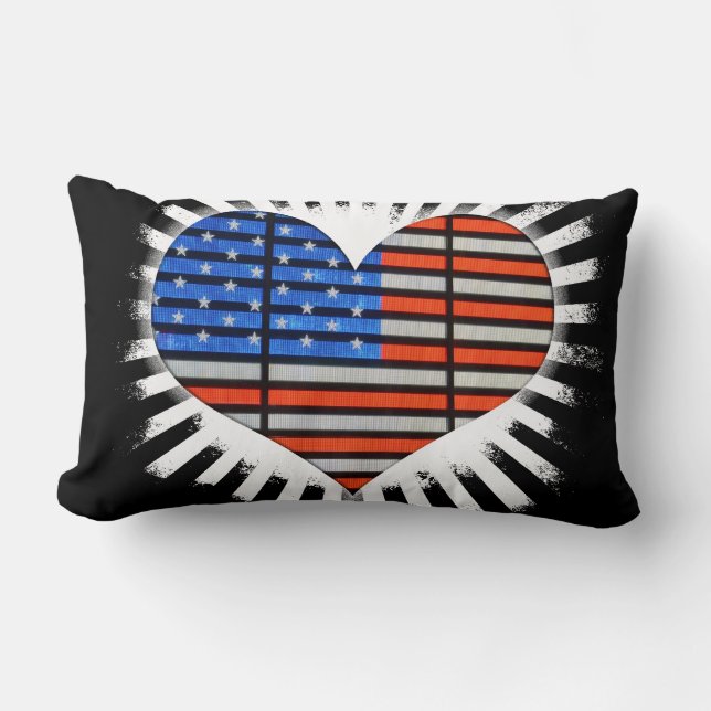 Patriotic Heart American Flagga Lumbarkudde (Framsida)