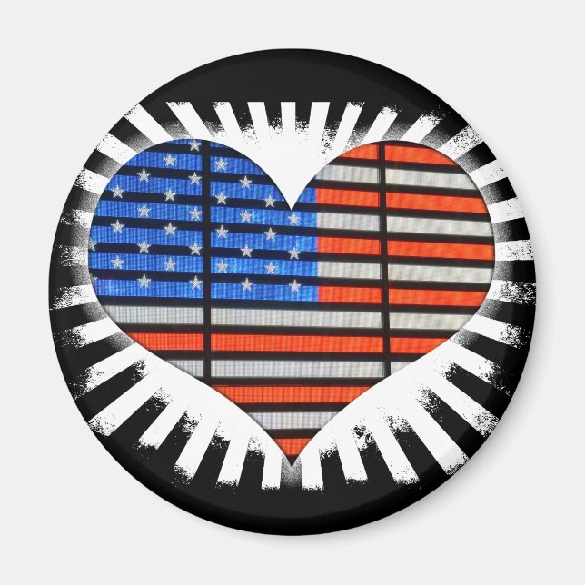 Patriotic Heart American Flagga Magnet (Framsidan)