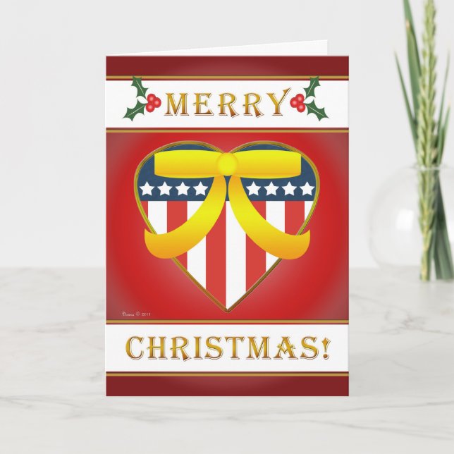 Patriotic Heart God jul Greeting Card Helgkort (Framsida)