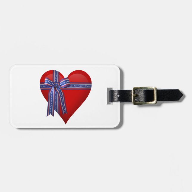 Patriotic Heart-grafik Bagagebricka (Horisontell Framsida)