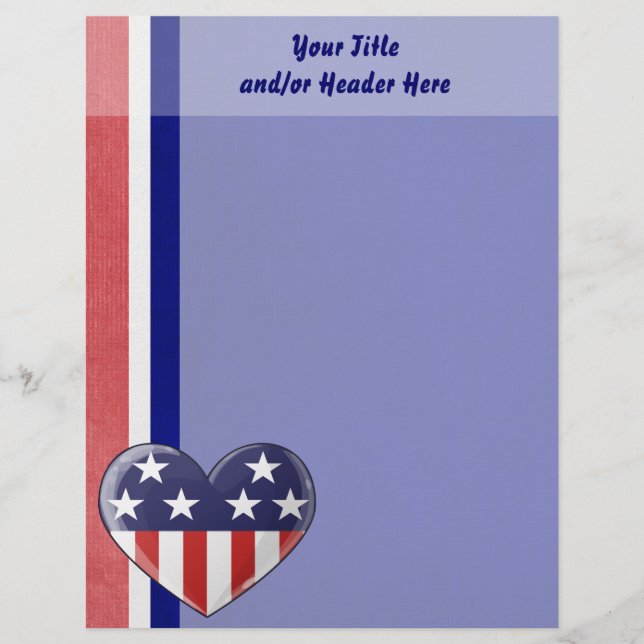 Patriotic Heart Letterhead Brevhuvud (Framsida)