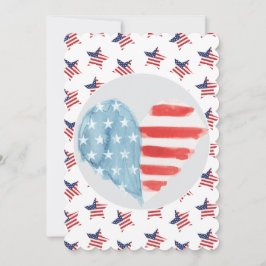 Patriotic Heart med amerikansk Flagga Design Julkort