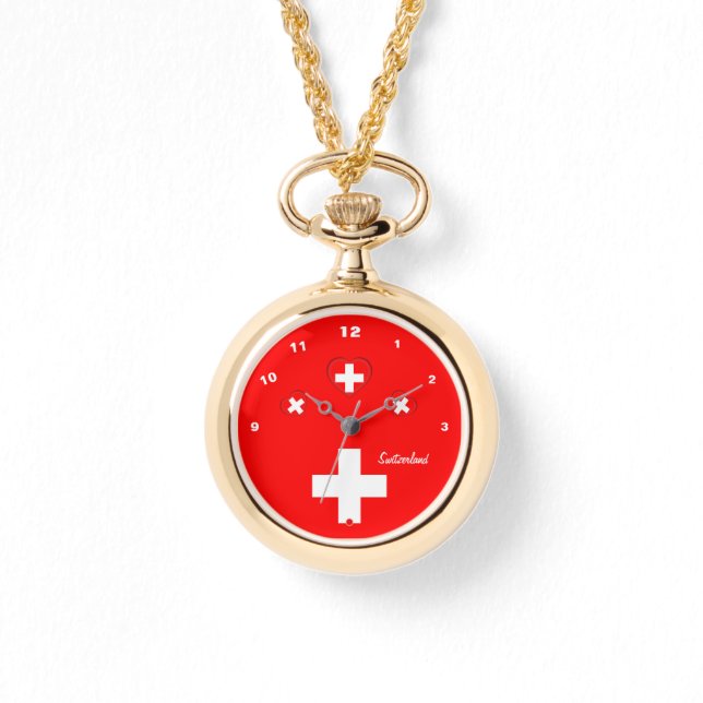 Patriotic Heart Swiss Flagga Watch, Schweiz Armbandsur (Framsida)