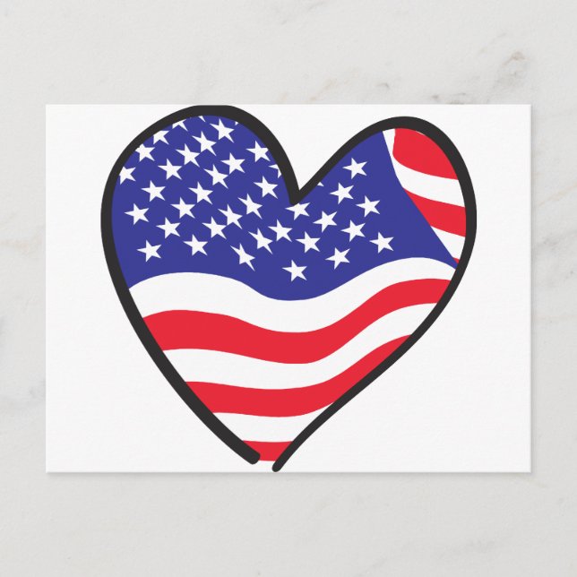 Patriotic Heart - USA flagga Vykort (Framsida)