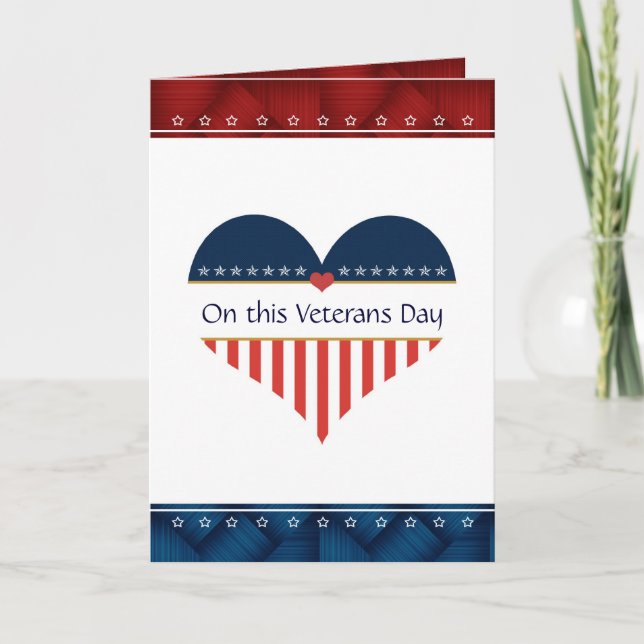 Patriotic Heart Veterans Day Hälsning Blank Card Kort (Framsida)