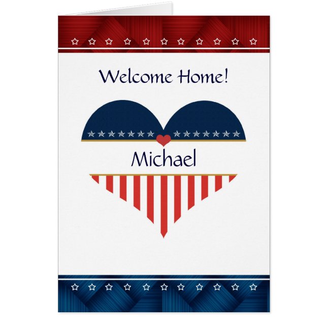 Patriotic Heart Welcome Home Personlig Card Hälsningskort (Framsidan)