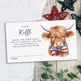 Patriotic Highland Cow Baby Shower Raffle Tilläggskort