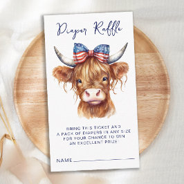 Patriotic Highland Cow Baby Shower Raffle Tilläggskort