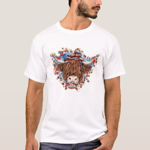 Patriotic Highland Cow shirt,American Cow shirt T