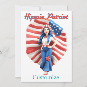 Patriotic Hippie Girl Thunder_Cove Inbjudningar