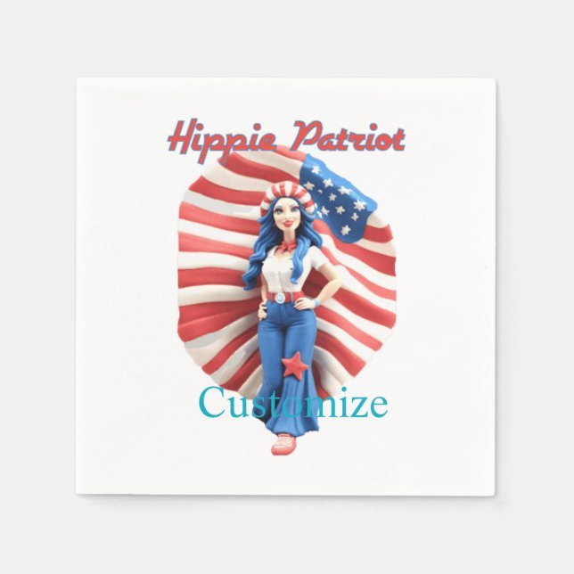 Patriotic Hippie Girl Thunder_Cove Pappersservett (Framsidan)
