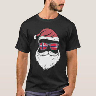 Patriotic Hipster Santa Norway flag sunglasses chr T Shirt