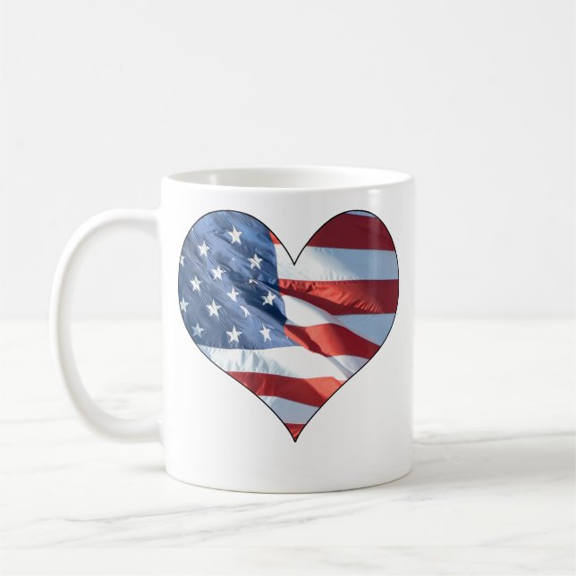 Patriotic Hjärtformade American Flagga Kaffemugg (Vänster)