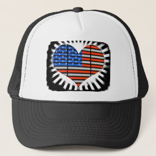 Patriotic Hjärtformade American Flagga Keps