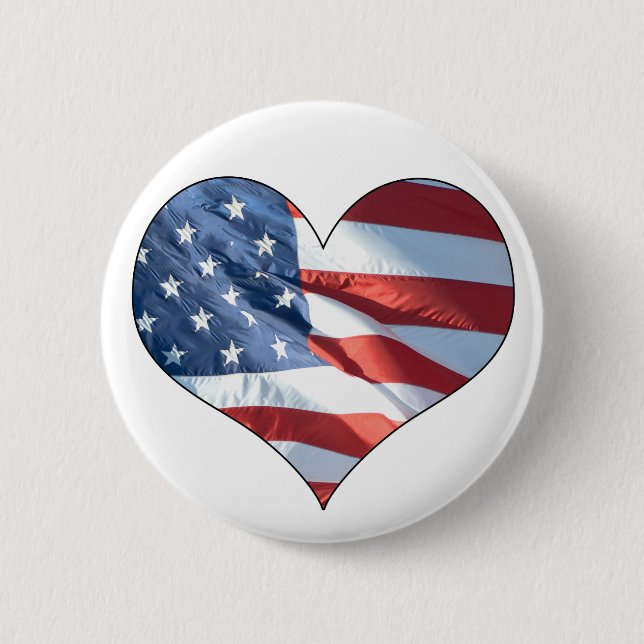 Patriotic Hjärtformade American Flagga Knapp (Framsida)