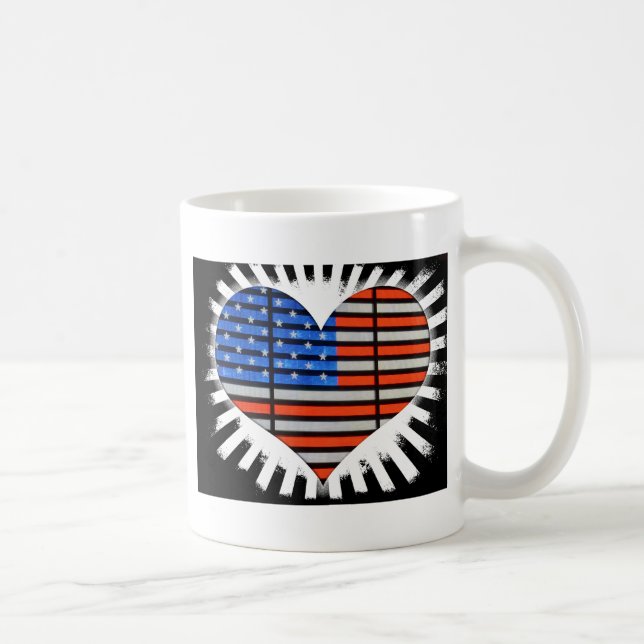 Patriotic Hjärtformade American Flagga Neon Kaffemugg (Höger)