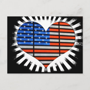 Patriotic Hjärtformade American Flagga Neon Vykort