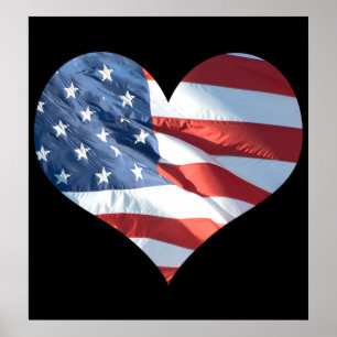 Patriotic Hjärtformade American Flagga Poster