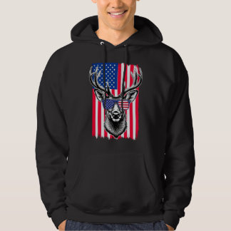 Patriotic Hjort Wearing American Flagga Sunglasses Hoodie