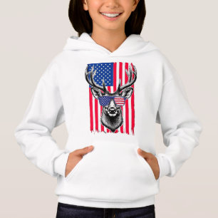 Patriotic Hjort Wearing American Flagga Sunglasses T Shirt