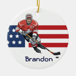 Patriotic Hockey Design Ornament