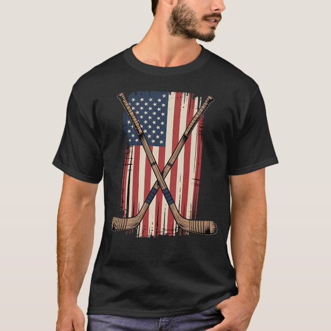 Patriotic Hockey Shirt for USA Fans T Shirt (Framsida)
