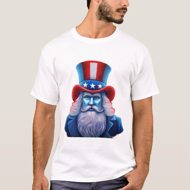 Patriotic HoloGraps bild av farbror Sam T Shirt (Framsida)