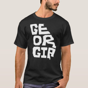 Patriotic Home State Karta of Georgia Text Shape T Shirt
