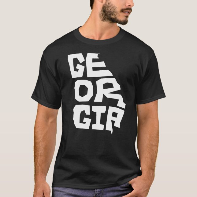 Patriotic Home State Karta of Georgia Text Shape T Shirt (Framsida)