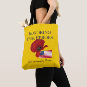 Patriotic HONORING HEROES Veteraner USA FLAGGA Tygkasse