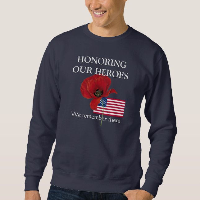 Patriotic HONORING VÅRA HEROES Veterans Lång Ärmad Tröja (Framsida)