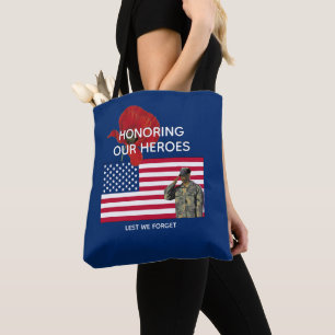 Patriotic HONORORING OUR HEROES Veterans Memorial Tygkasse