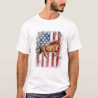 Patriotic Horse American Flag T Shirt