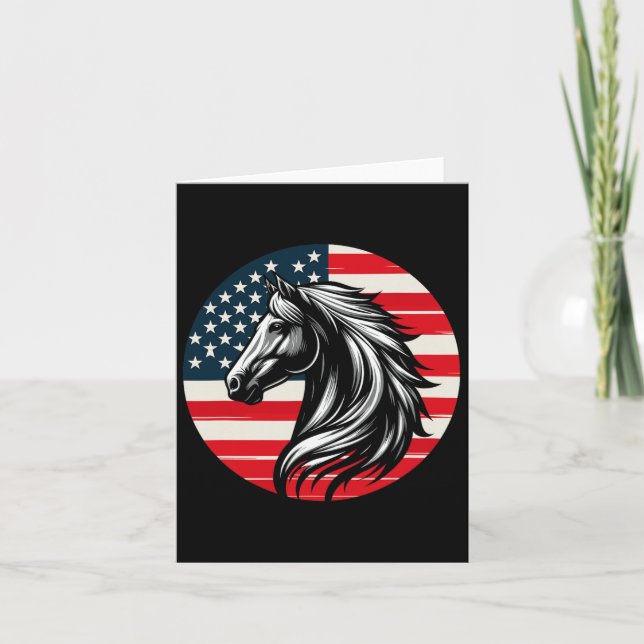 Patriotic Horse American Flagga  4:e Kort (Framsida)