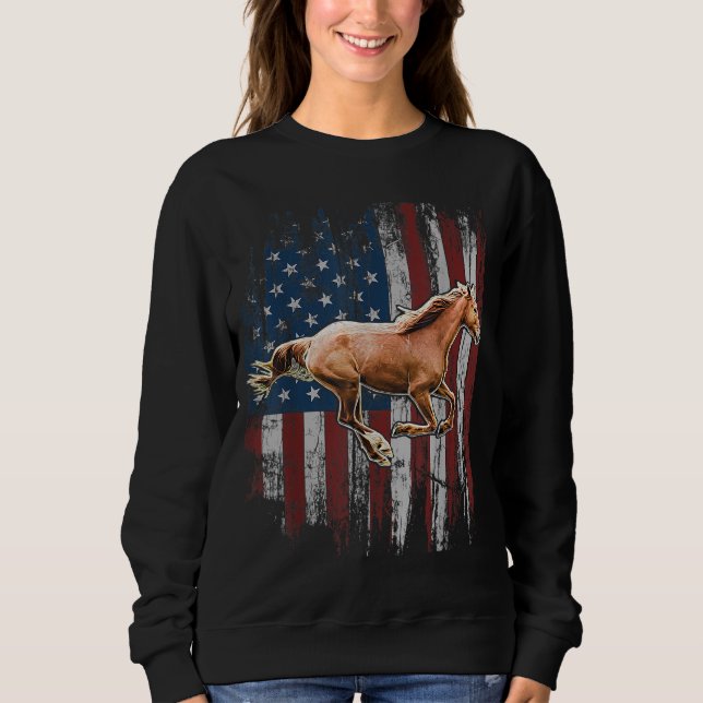 Patriotic Horse American Flagga  Far T Shirt (Framsida)