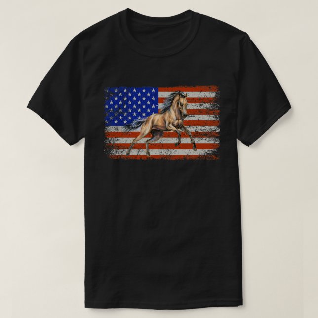 Patriotic Horse American Flagga  Far T Shirt (Design framsida)