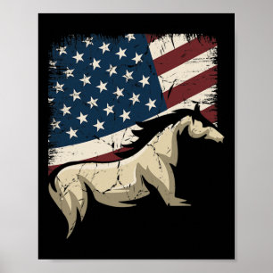 Patriotic Horse American Flagga för Poster