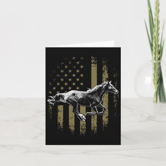 Patriotic Horse American Flagga  Gif Kort (Framsida)