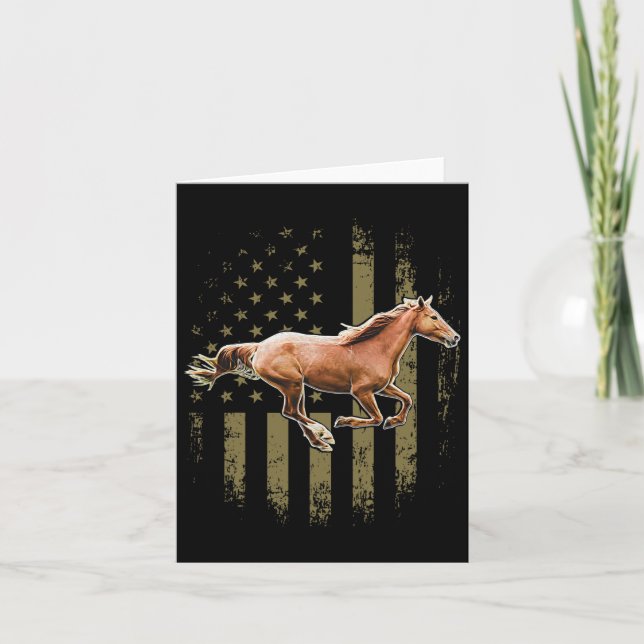 Patriotic Horse American Flagga  Gif Kort (Framsida)