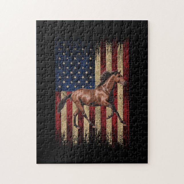 Patriotic Horse American Flagga  Pussel (Vertikal)